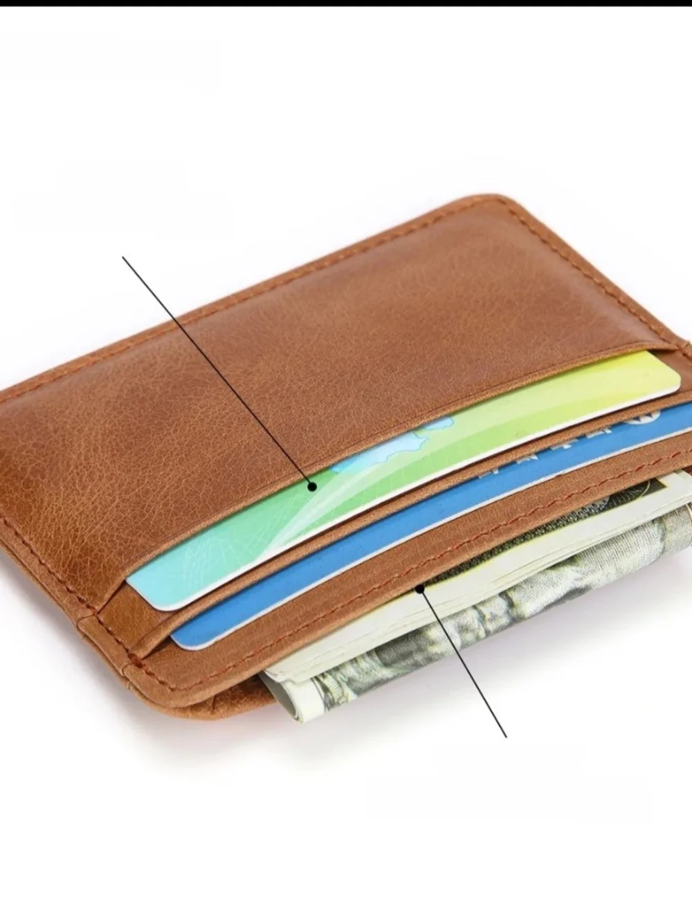 Men's Slim Genuine Leather Card Holder Wallet - Tan